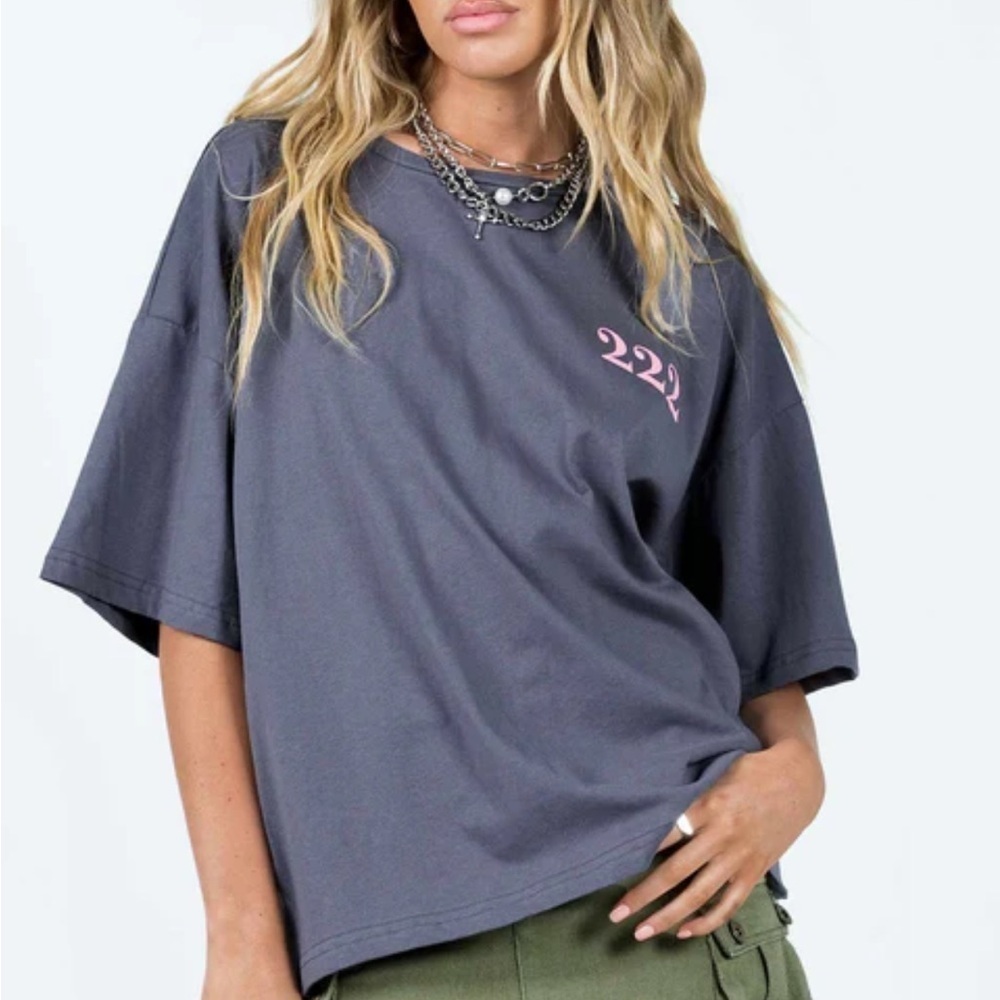 Princess Polly 222 Alignment Oversized Short Sleeve Tee in Slate Size S/M